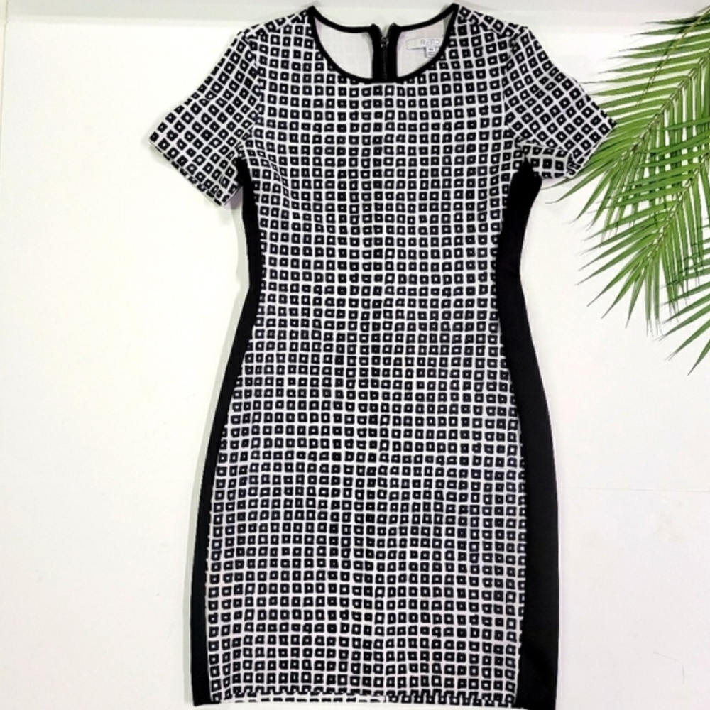 Reed Black and White Geometric Print Dress NWT